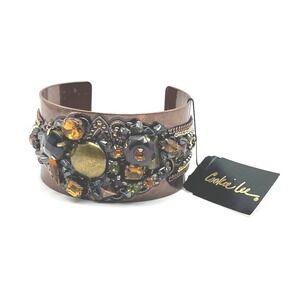 Copper Cuff Bracelet Gemstone Gemcore Chain Boho Statement Chunky Sculptural